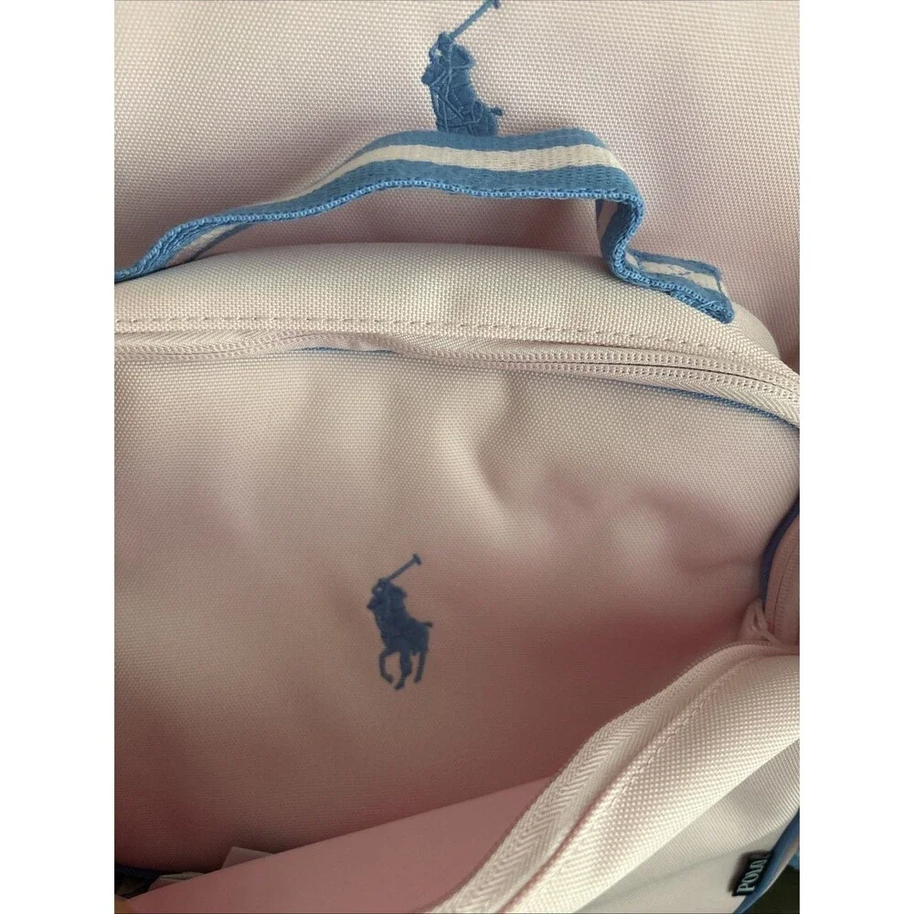 Polo Ralph Lauren Kids Pink & Blue Backpack Lunchbox Set Embroidered Logo